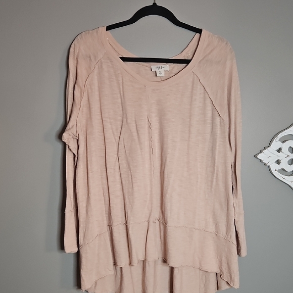 Style & Co Pink Asymmetrical Dolman Sleeve Tunic - Picture 1 of 5